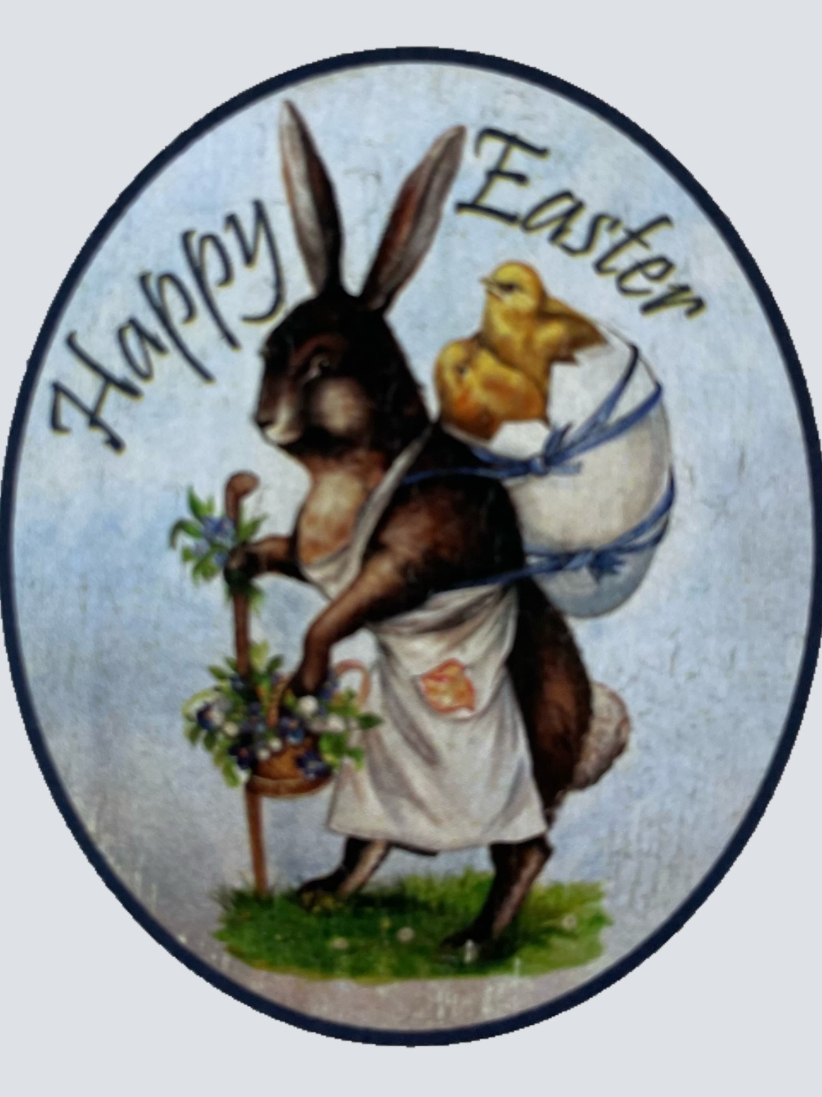 Nostalgie Holzschild Happy Easter Frohe Ostern Osterhase Ostereier Küken Schild
