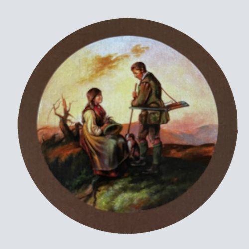 Nostalgie Holzschild Schützenscheibe Paar Mit Hund Trachten Jagd Ehepaar Schild