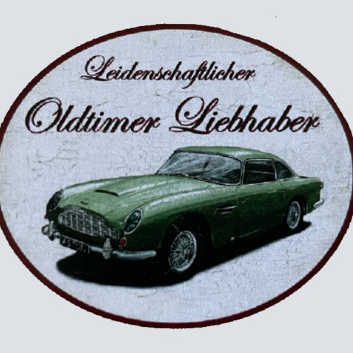 Nostalgie Holzschild Leidenschaftlicher Oldtimer Liebhaber Aston Martin Schild