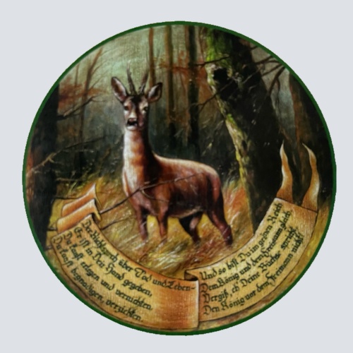 Nostalgie Holzschild Schützenscheibe Richtspruch Rehbock Jagd Wild Jäger Schild