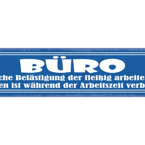 Schild Büro Jegliche Belästigung Der Fleißig Arbeitenden Damen Verboten 46 x 10