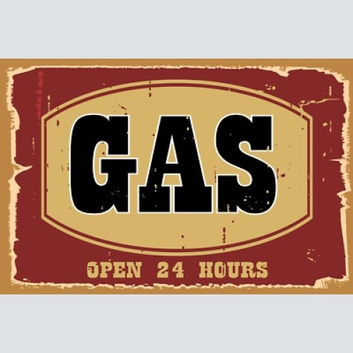 Nostalgie schild gas open 24 hours benzin 12x18 / 20x30 / 30x40 blech od. holz