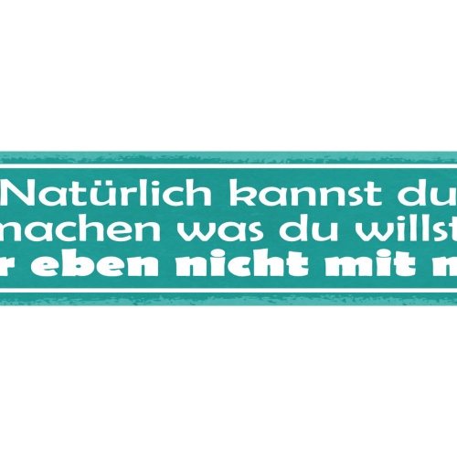 Schild Natürlich Kannst Du Machen Was Du Willst Nur Eben Nicht Mit Mir 46 x 10