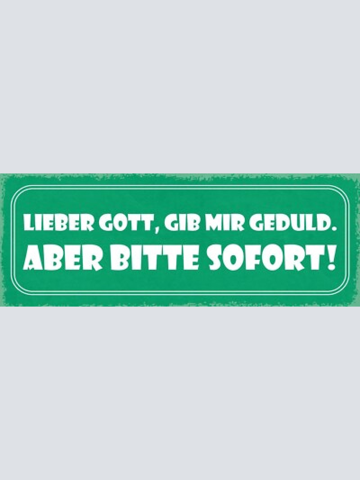 Schild lieber gott gib mir geduld aber bitte sofort wunsch 27x10 blech od.holz