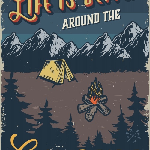 Nostalgie Schild Life Better Campfire Feuer 12x18 / 20x30 / 30x40 Blech od. Holz