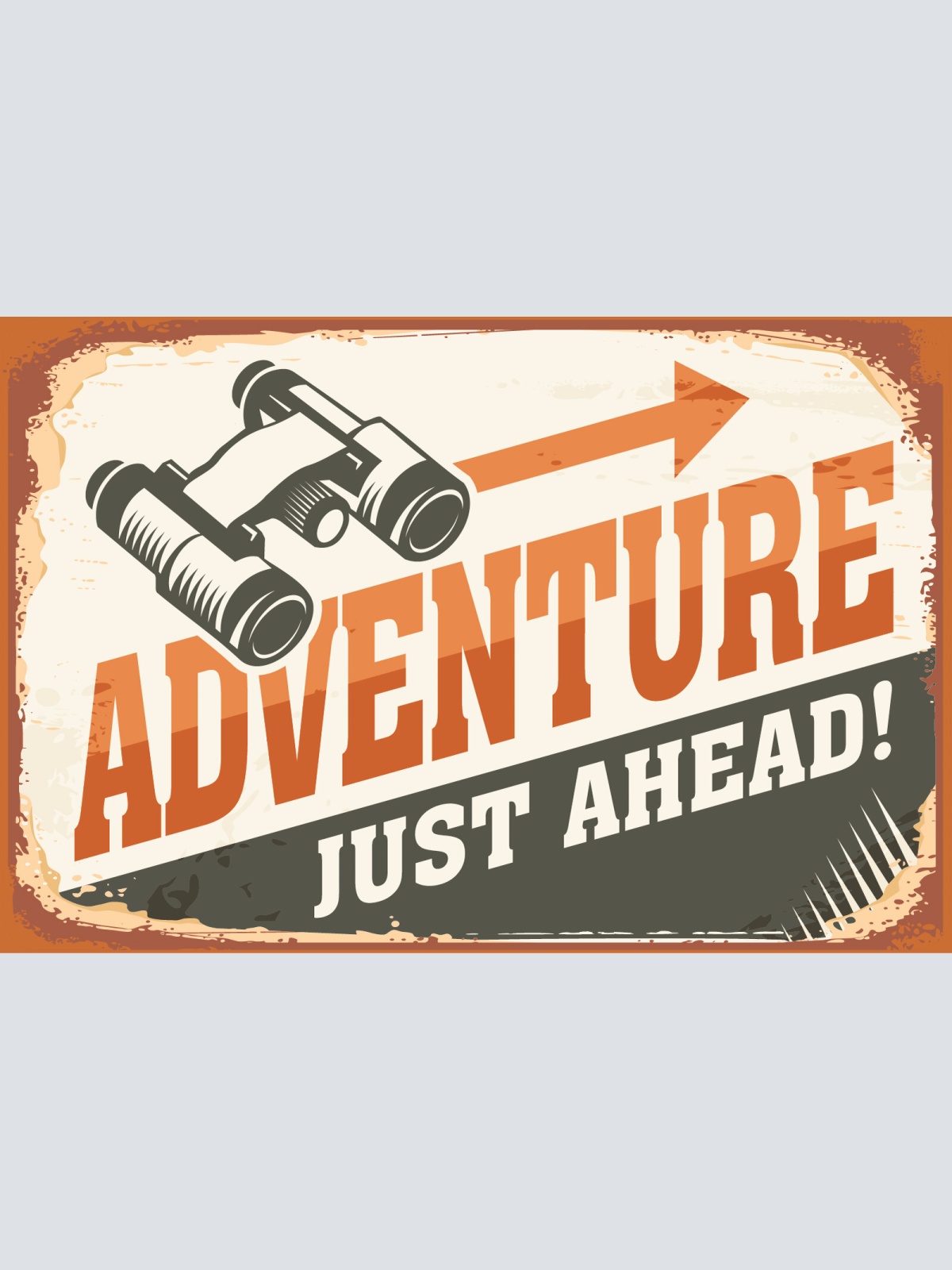 Nostalgie Schild Adventure Just Ahead! 12x18 / 20x30 / 30x40 Blech od. Holz