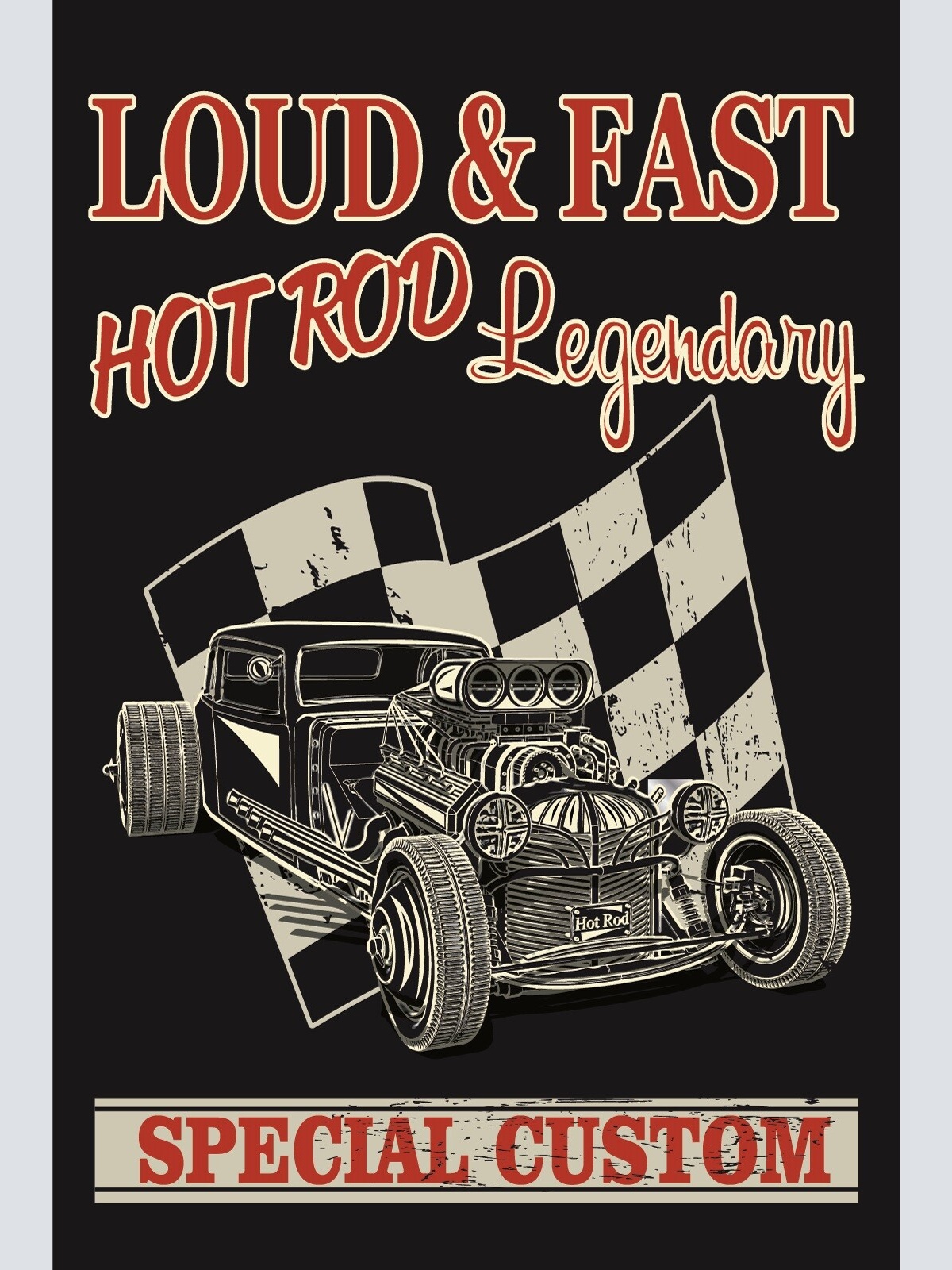 Nostalgie Schild Loud & Fast Hot Rod Auto 12x18 / 20x30 / 30x40 Blech od. Holz