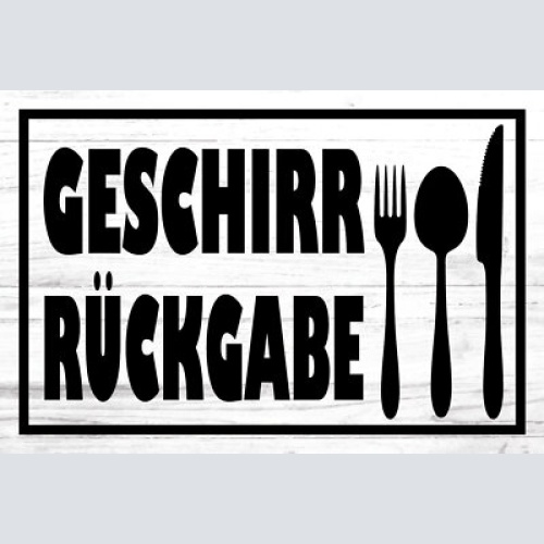 Schild geschirr rückgabe messer gabel löffel 12x18 / 20x30 / 30x40 blech od.holz