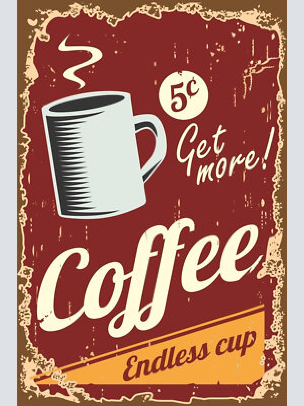 Nostalgie schild coffee endless cup kaffee 12x18 / 20x30 / 30x40 blech od. holz