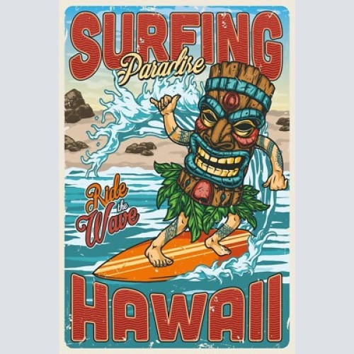 Nostalgie schild surfing paradise hawaii 12x18 / 20x30 / 30x40 blech od. holz
