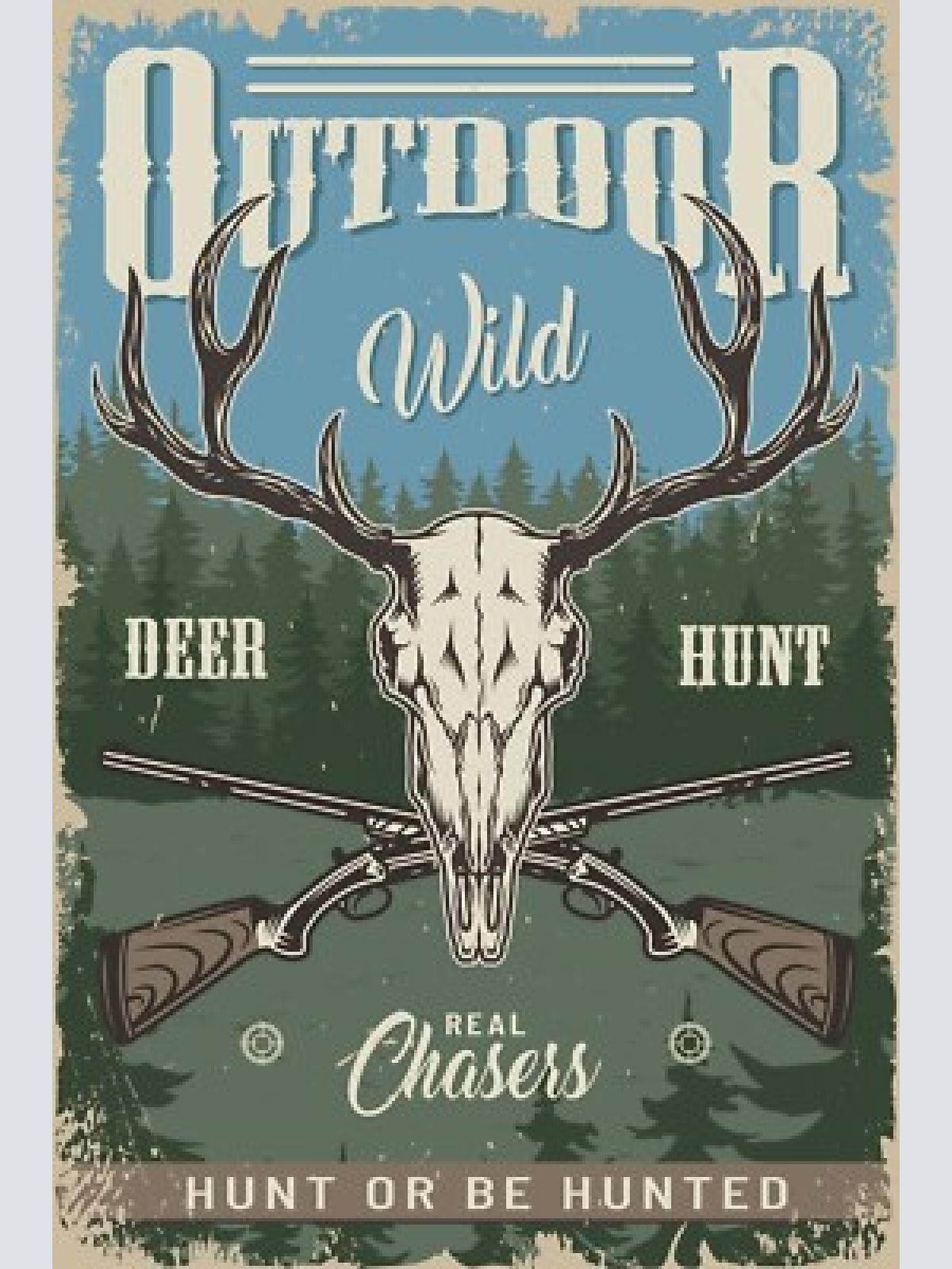 Nostalgie schild outdoor wild deer hunt jagd 12x18 / 20x30 / 30x40 blech od.holz