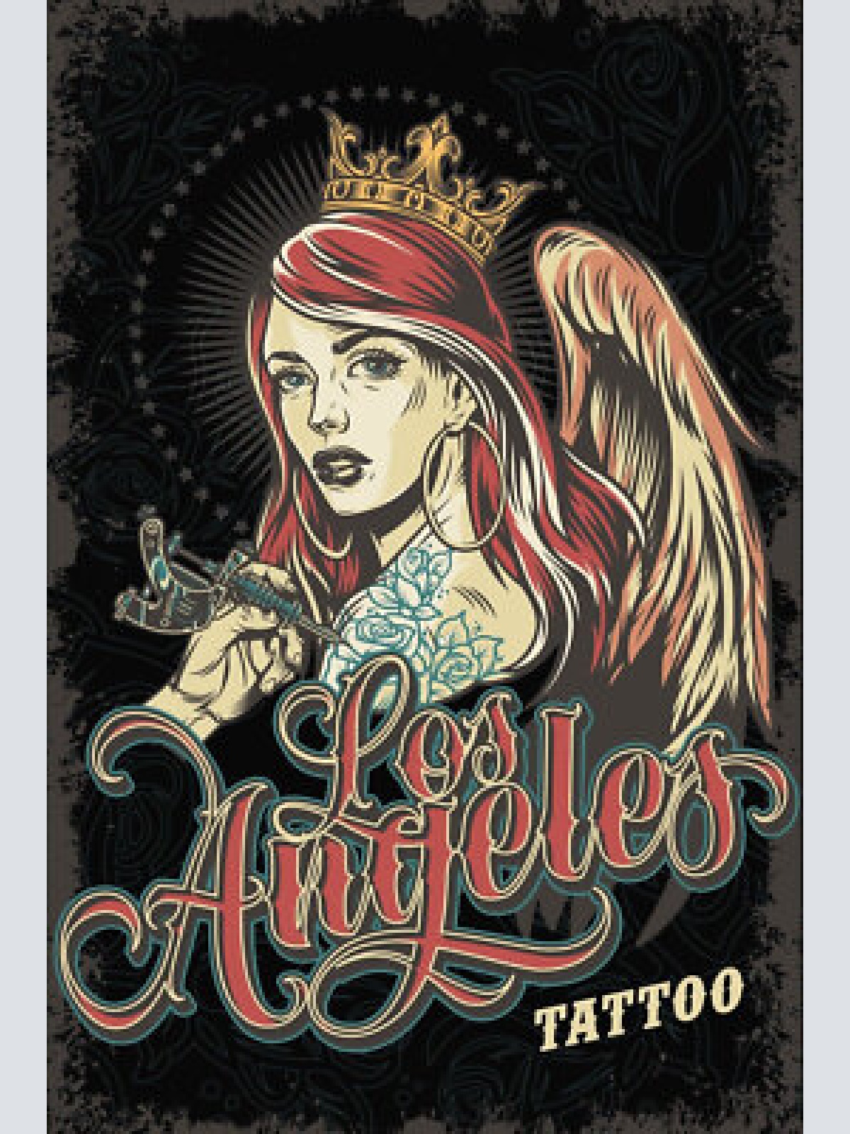 Nostalgie schild los angles tattoo frau 12x18 / 20x30 / 30x40 blech od. holz