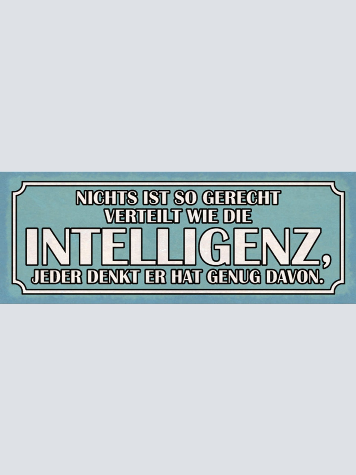 Schild Nichts Ist So Gerecht Verteilt Wie Intelligenz Jeder Denkt Genug Davon