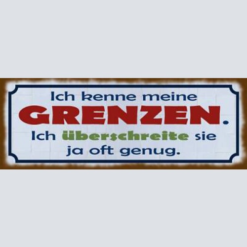 Schild ich kenne meine grenzen ich überschreite sie ja oft genug 27x10