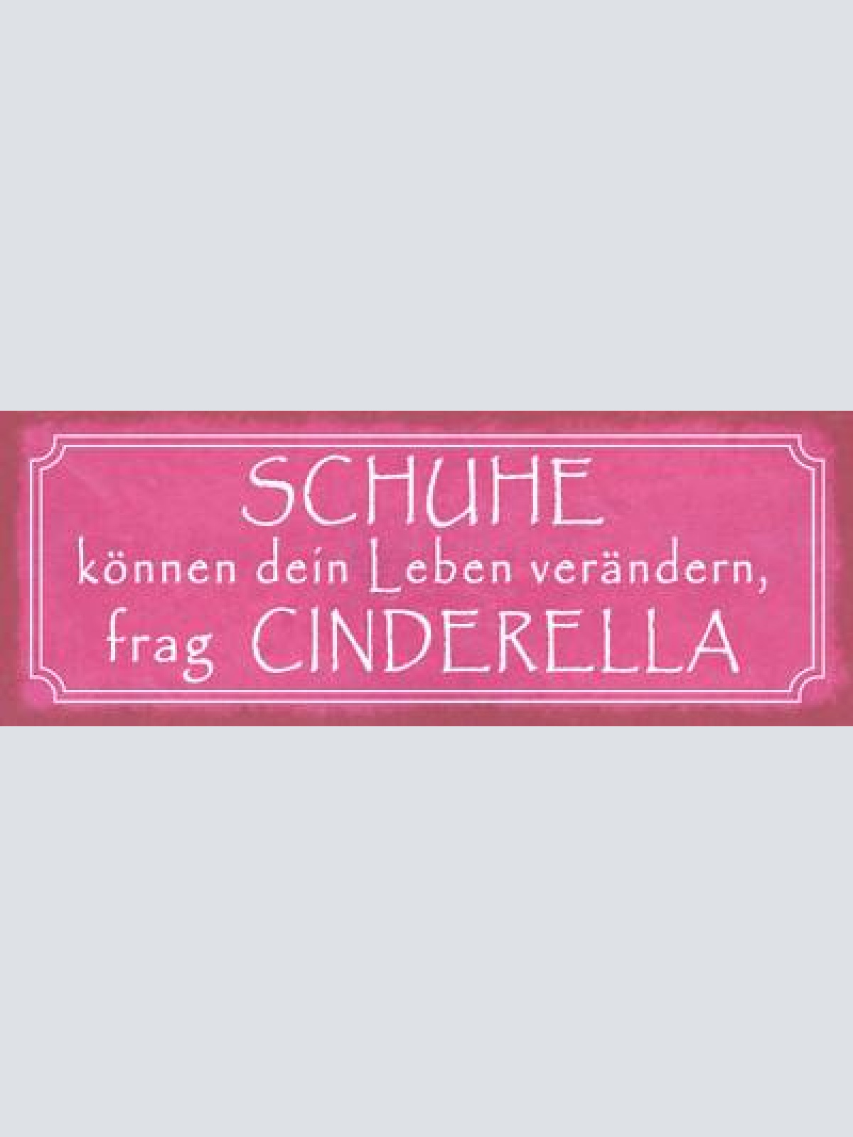 Schild schuhe können dein leben verändern frag cinderella 27x10 blech od.holz