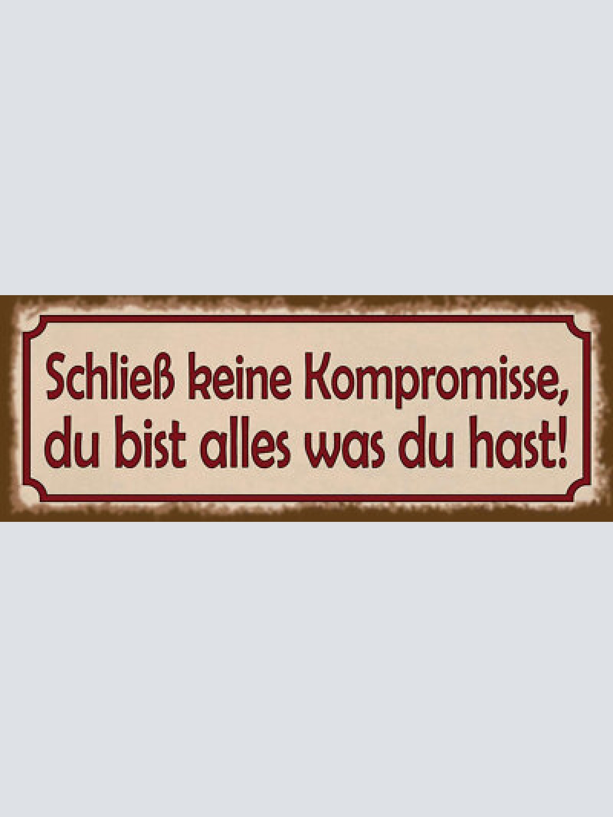 Schild schließ keine kompromisse du bist alles was du hast 27x10 blech od.holz