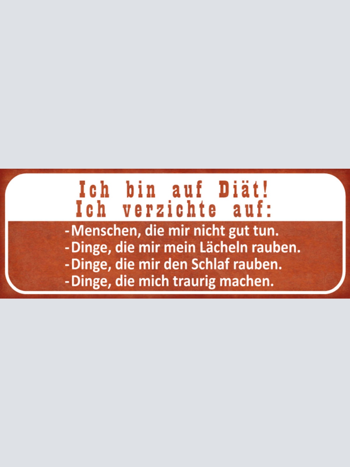 Schild Ich Bin Auf Diät Verzichte Auf Dinge Die Mir Nicht Gut Tun Lächeln Schlaf