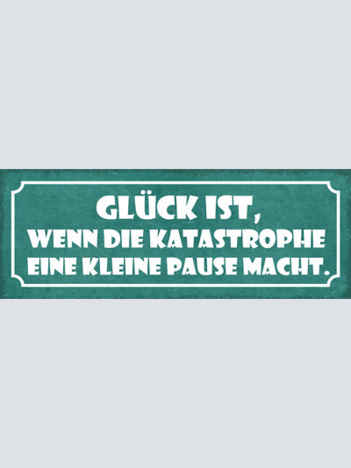 Schild glück ist wenn katastrophe eine kleine pause macht 27x10 blech od.holz