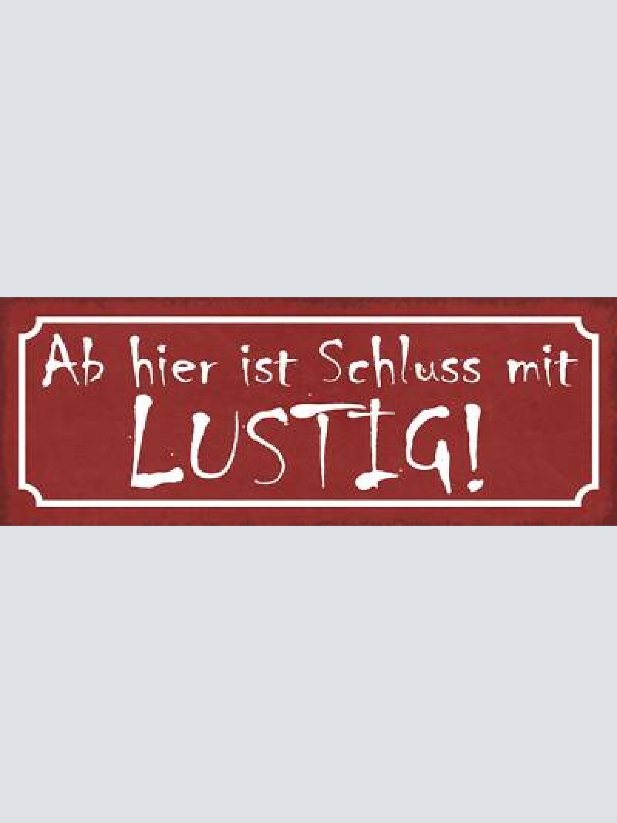Schild ab hier ist schluss mit lustig ernsthaft leben seriös 27x10 blech od.holz
