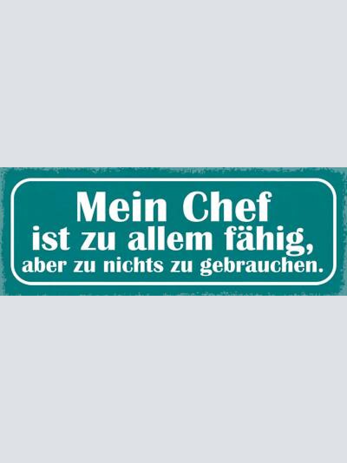 Schild mein chef ist zu allem fähig aber zu nichts zu gebrauchen arbeit 27x10