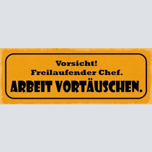 Schild vorsicht freilaufender chef arbeit vortäuschen boss 27x10 blech od.holz