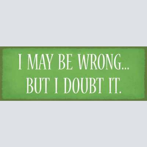 Schild i may be wrong but i doubt it falsch liegen irren 27x10 blech od.holz