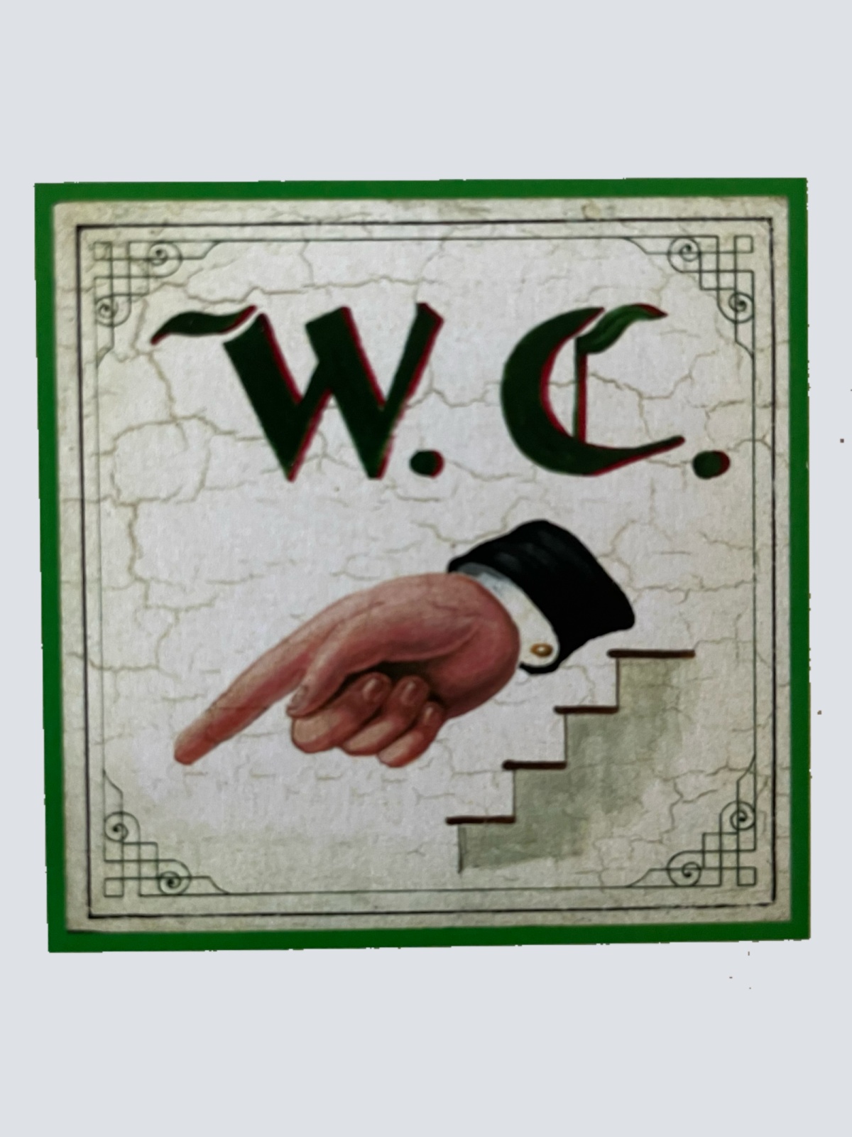 Nostalgie Holzschild WC Links Teppe Nach Unten Stiege Stock Toilette Klo Schild