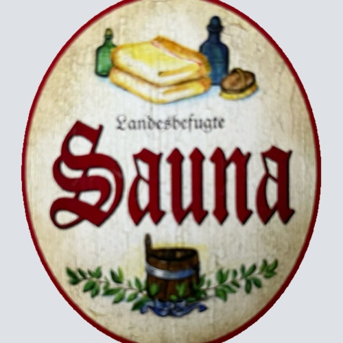 KuK Nostalgie Holzschild Landesbefugte Sauna Schild