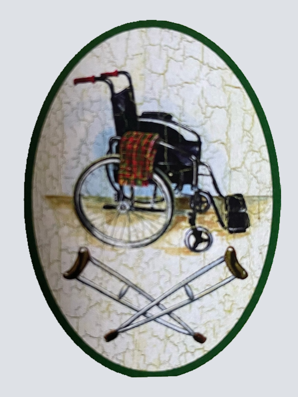 Nostalgie Holzschild Rollstuhl Krücken Behinderung Körperlich Eingeschränkt