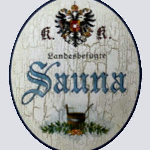 KuK Nostalgie Holzschild Landesbefugte Sauna Schild