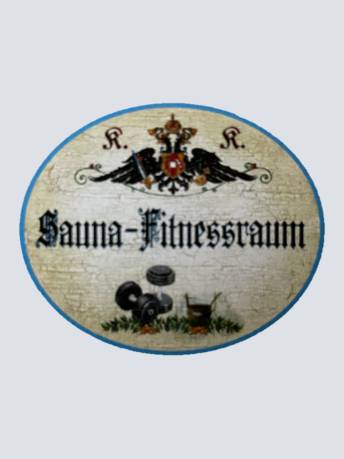 KuK Nostalgie Holzschild Sauna Fitnessraum Training Schild