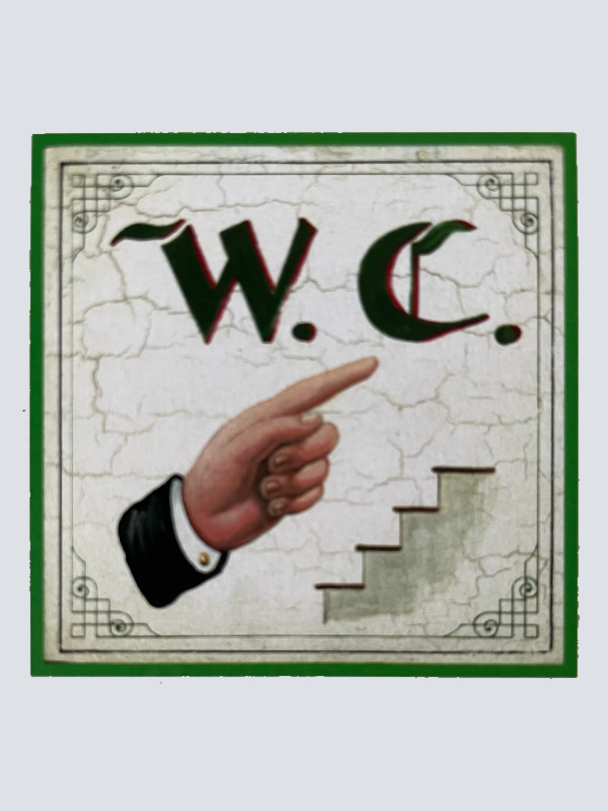 Nostalgie Holzschild WC Rechts Teppe Nach Oben Stiege Stock Toilette Klo Schild