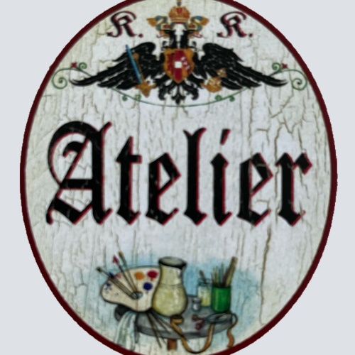 KuK Nostalgie Holzschild Atelier Werkstatt Künstler Maler Fotograf Schild