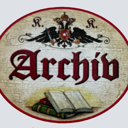 KuK Nostalgie Holzschild Archiv Archivierung Akten Dokumente Buch Lager Schild