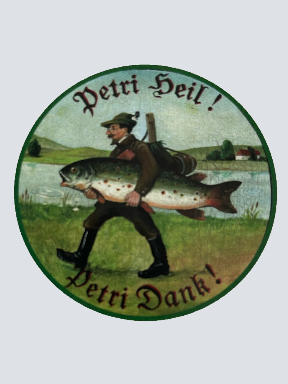 Nostalgie Holzschild Petri Heil Petri Dank Angler Fisch Fischen Angeln Schild
