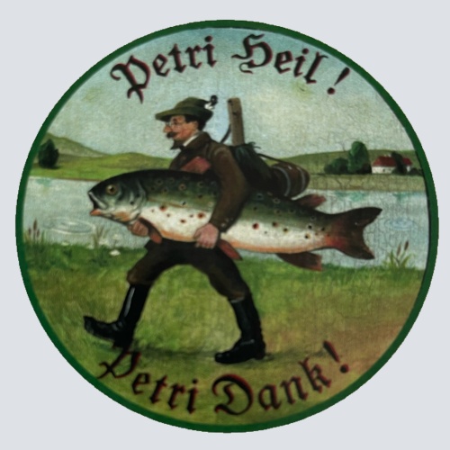 Nostalgie Holzschild Petri Heil Petri Dank Angler Fisch Fischen Angeln Schild