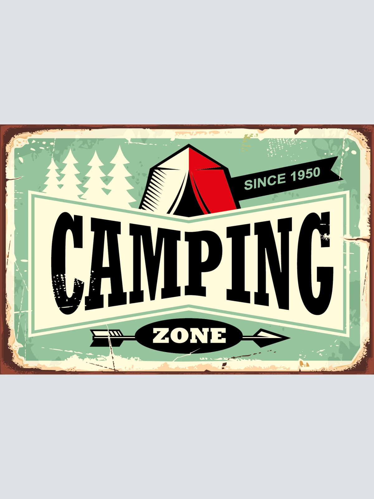 Nostalgie Schild Camping Zone Campen Zelt 12x18 / 20x30 / 30x40 Blech od. Holz