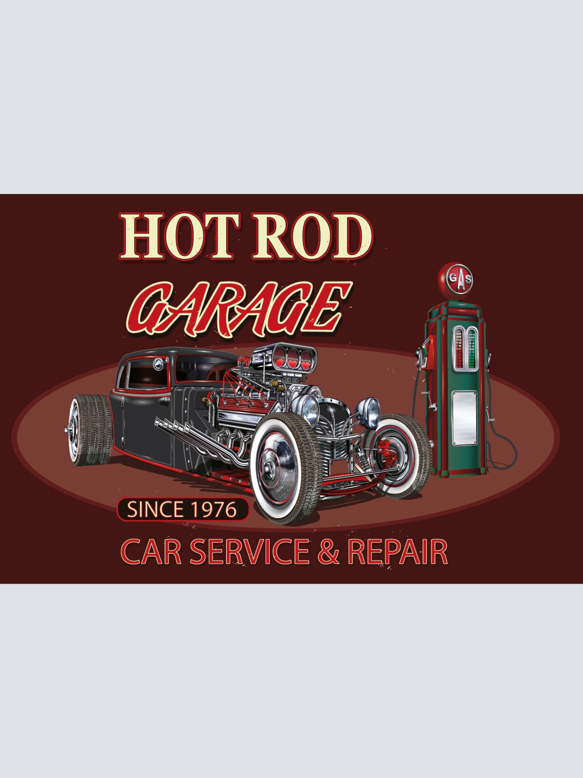 Nostalgie Schild Hot Rod Garage Service Auto 12x18 / 20x30 / 30x40 Blech od.Holz