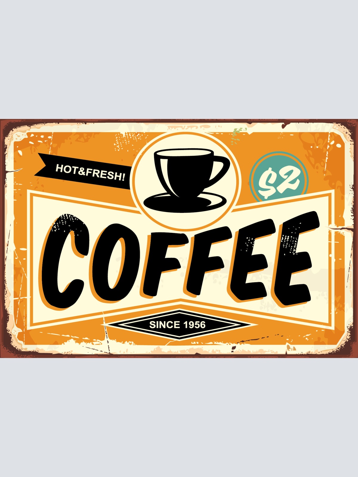 Nostalgie Schild Coffee Hot & Fresh Kaffee 12x18 / 20x30 / 30x40 Blech od. Holz