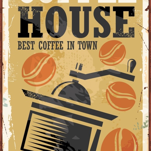 Nostalgie Schild Coffee House Café Kaffee 12x18 / 20x30 / 30x40 Blech od. Holz