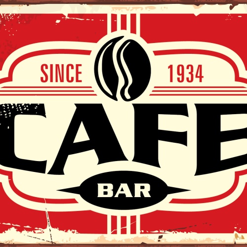 Nostalgie Schild Cafe Bar 1934 Café Kaffee 12x18 / 20x30 / 30x40 Blech od. Holz