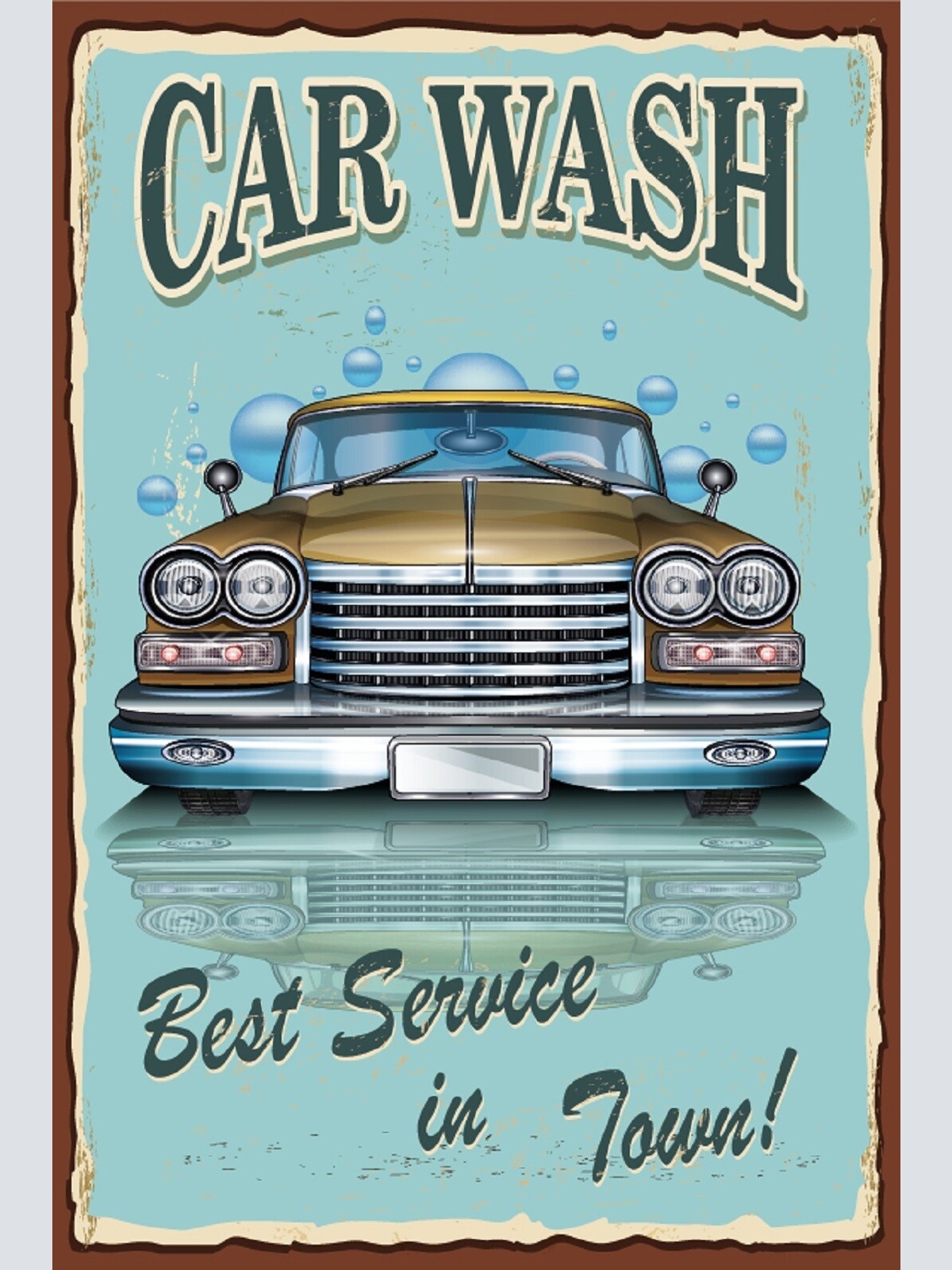 Nostalgie Schild Car Wash Auto Waschanlage 12x18 / 20x30 / 30x40 Blech od. Holz