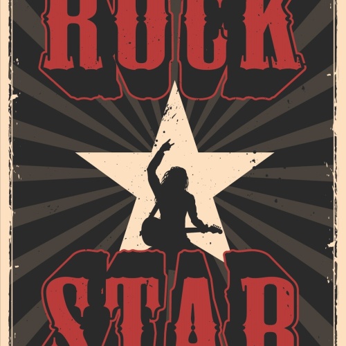 Nostalgie Schild Rock Star Musiker Gitarre 12x18 / 20x30 / 30x40 Blech od. Holz