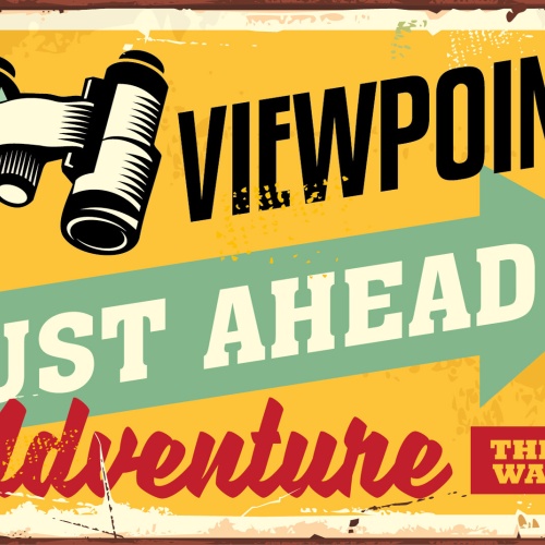 Nostalgie Schild Viewpoint Ahead Aussicht 12x18 / 20x30 / 30x40 Blech od. Holz