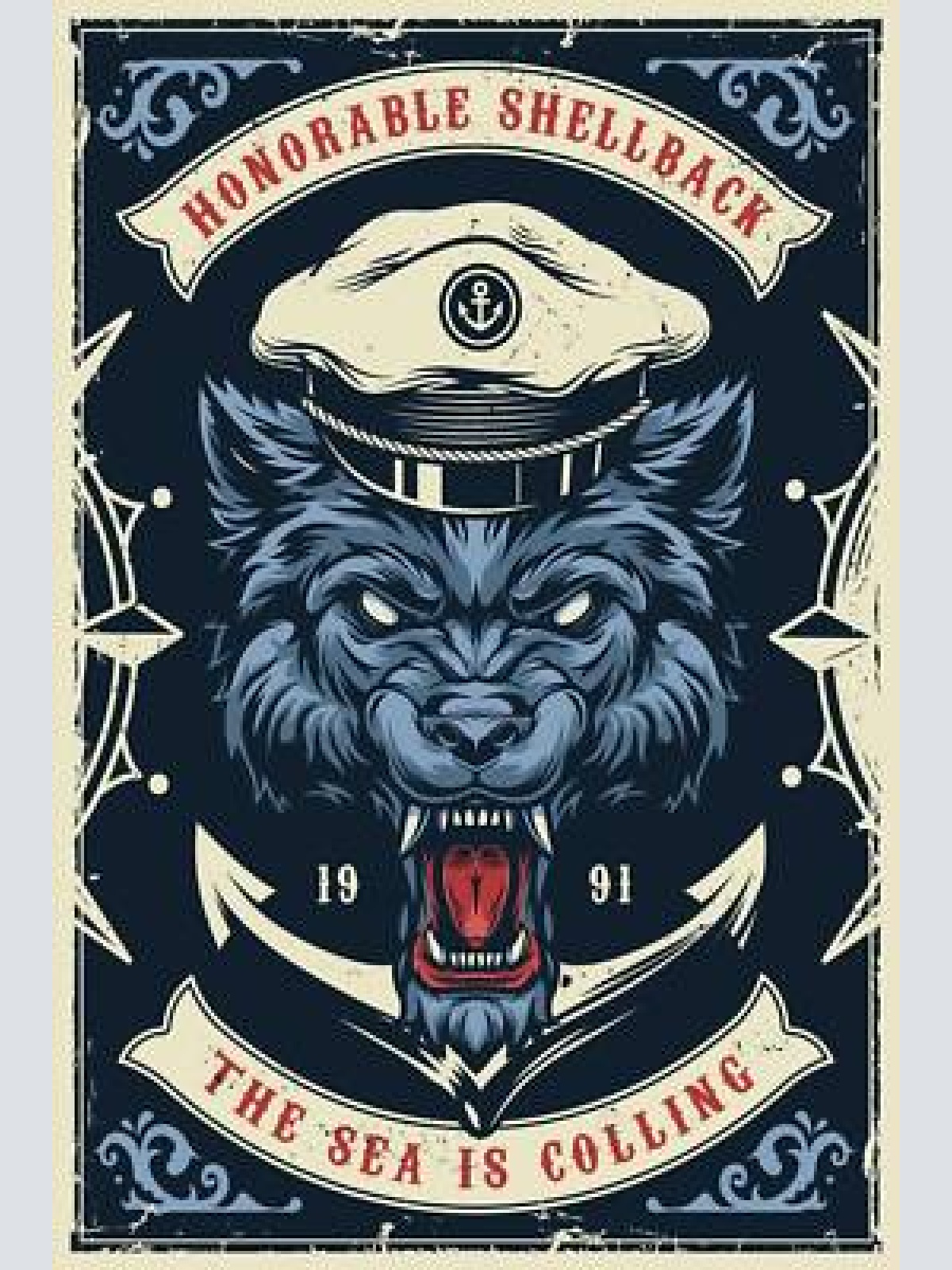 Nostalgie schild honorable shellback ozean 12x18 / 20x30 / 30x40 blech od.holz