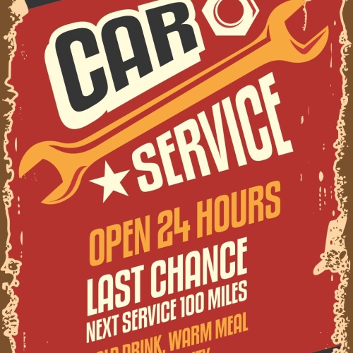 Nostalgie Schild Car Service Open 24h Auto 12x18 / 20x30 / 30x40 Blech od. Holz