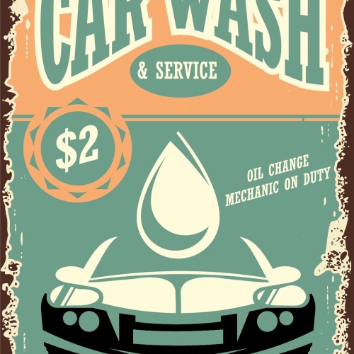 Nostalgie Schild Car Wash & Service Auto 12x18 / 20x30 / 30x40 Blech od. Holz