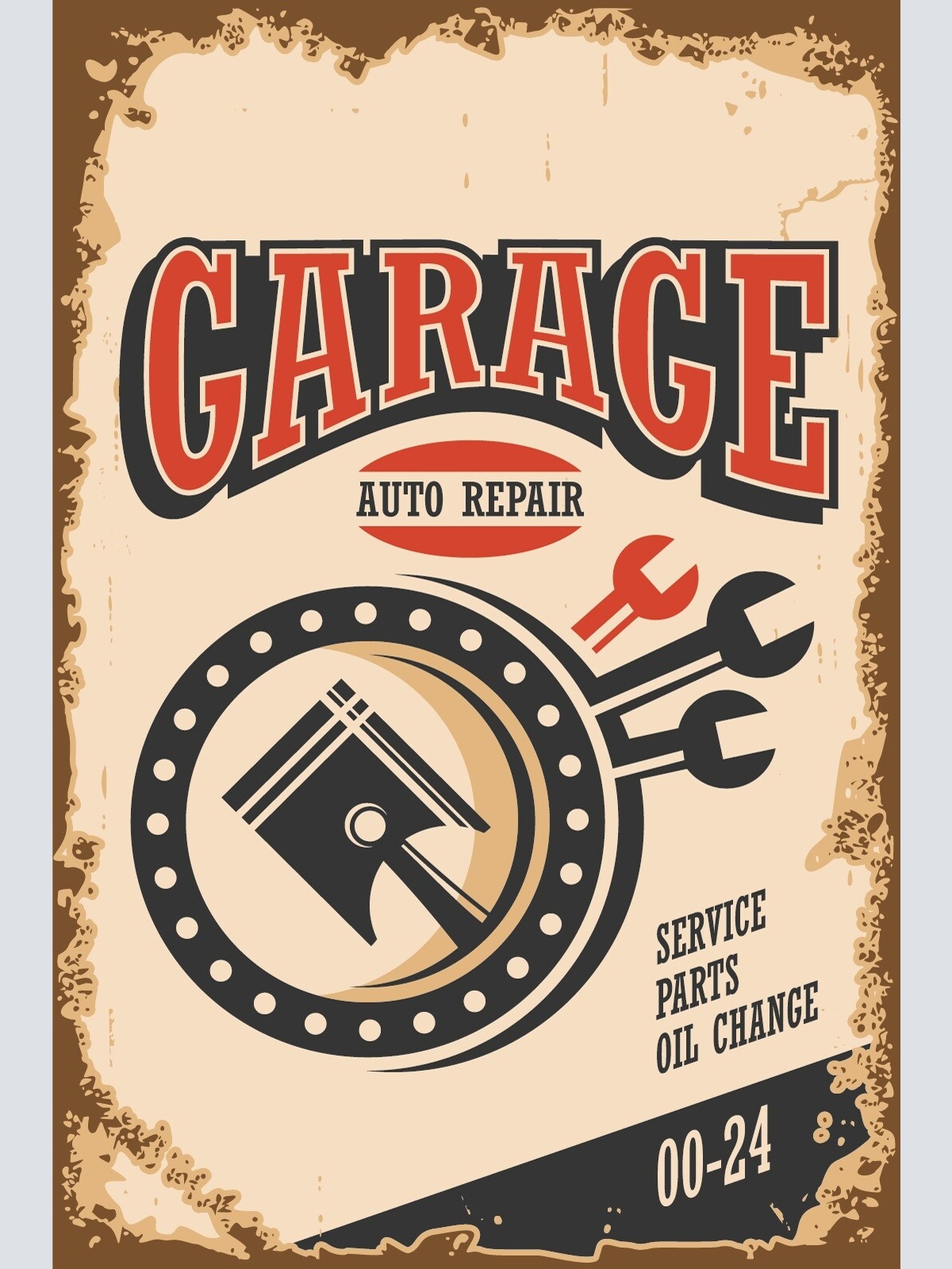 Nostalgie Schild Garage Auto Reparir Service 12x18 / 20x30 / 30x40 Blech od.Holz