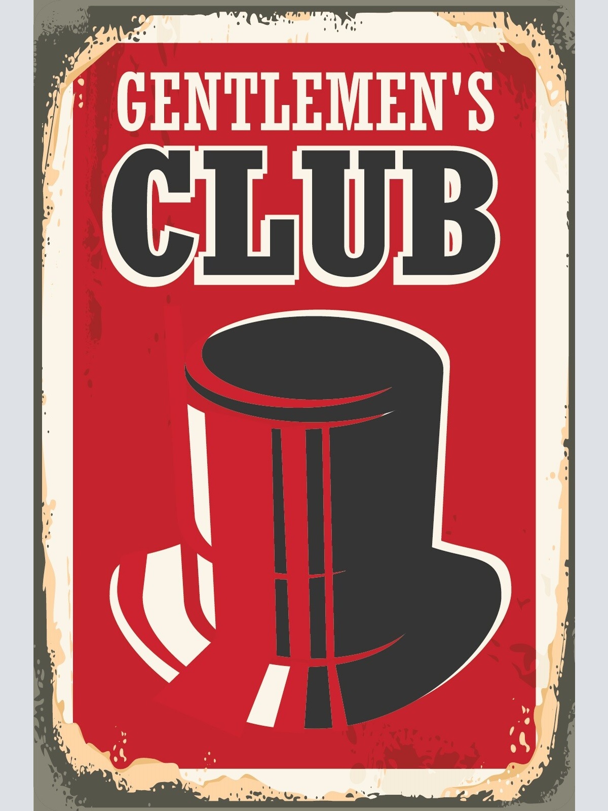 Nostalgie Schild Gentlemen's Club Zylinder 12x18 / 20x30 / 30x40 Blech od. Holz