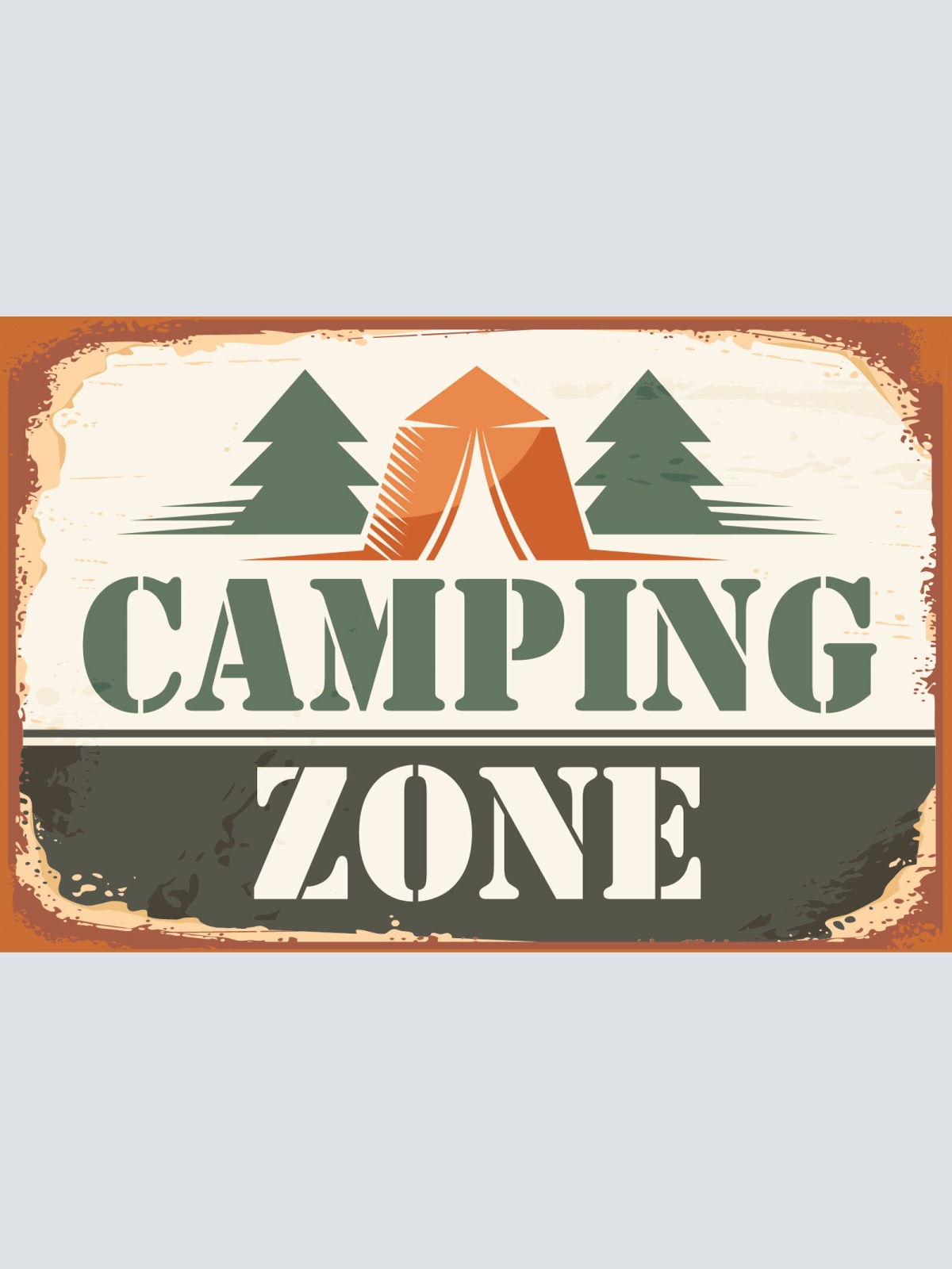 Nostalgie Schild Camping Zone Campen Zelt 12x18 / 20x30 / 30x40 Blech od. Holz